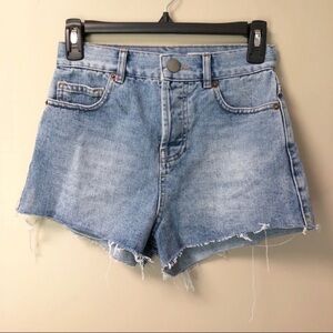ASOS Womens Denim Shorts Size 4 Cut-Off Shredded Hem Button Fly Light Wash NWOT